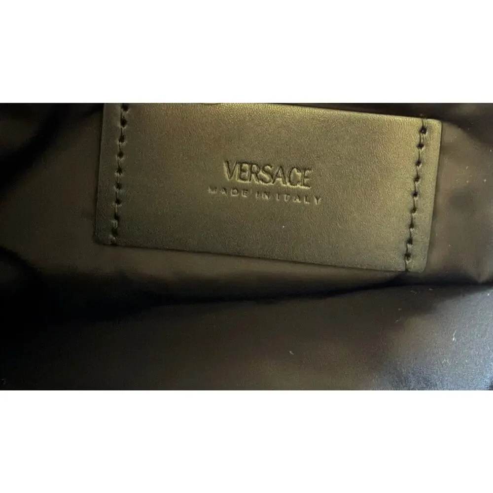 $1,575 NWT Versace Men's Barocco Jacquard Nylon Greca Buckle Messenger Bag